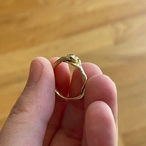 Resting Nagini ring; Digby & Iona, 14k YG with diamond and rubies. Sz 6.5